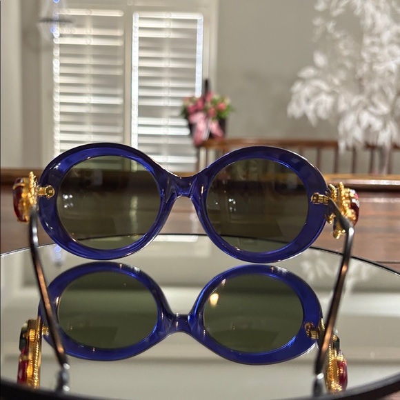 MOSCHINO BY PERSOL Vintage M253 Jeweled Sunglasses - Blue & Gold - Picture 4 of 12